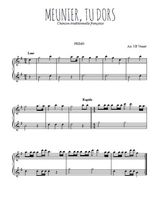 Téléchargez l'arrangement pour piano 4 mains de la partition de Meunier, tu dors en PDF